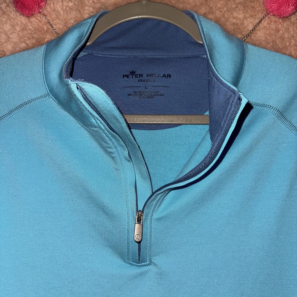 Baby blue Peter Millar Performance 1/4 zip pullover